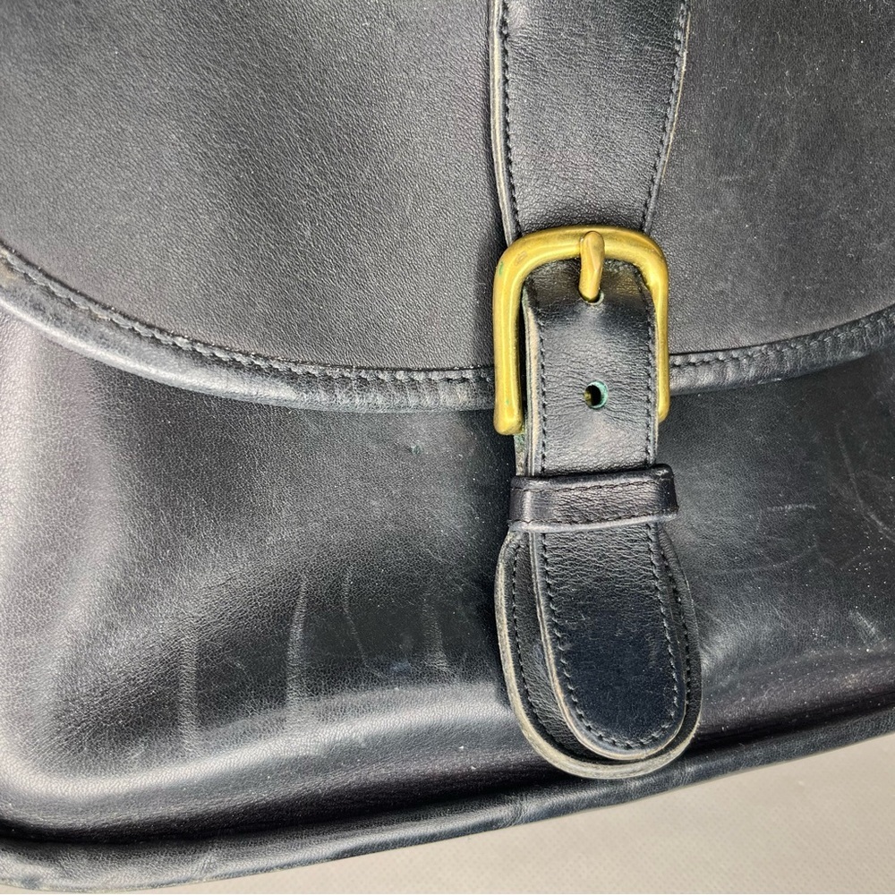 Vintage Coach Chelsea Saddle Bag Black Leather Crossbody - Picture 4 of 16